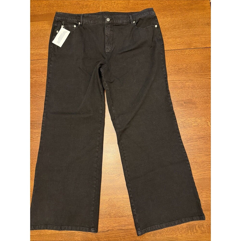NWT Issac Mizrahi Live Jeans 18wp Black Wide Leg